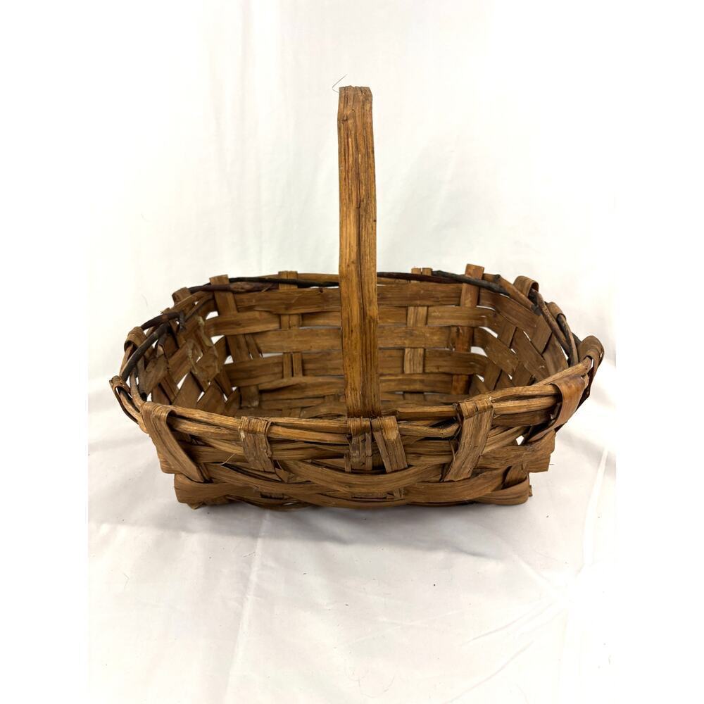 Primitive Split Oak Farmhouse Gathering Woven Basket Made‎ in Italy 16"x13"x13"